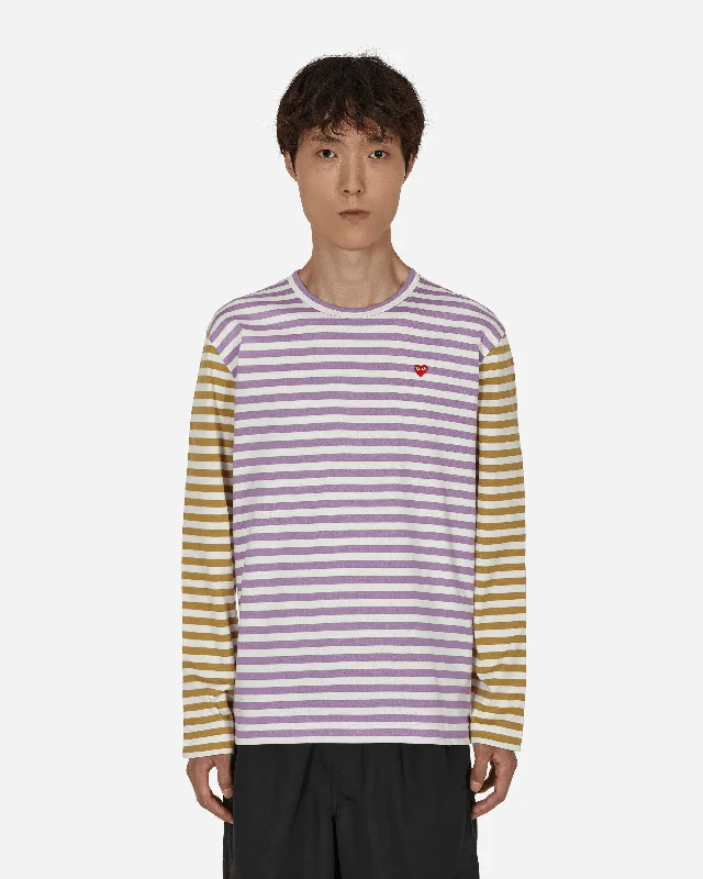 Classic crew Bi-Color Stripe Longsleeve T-Shirt Purple