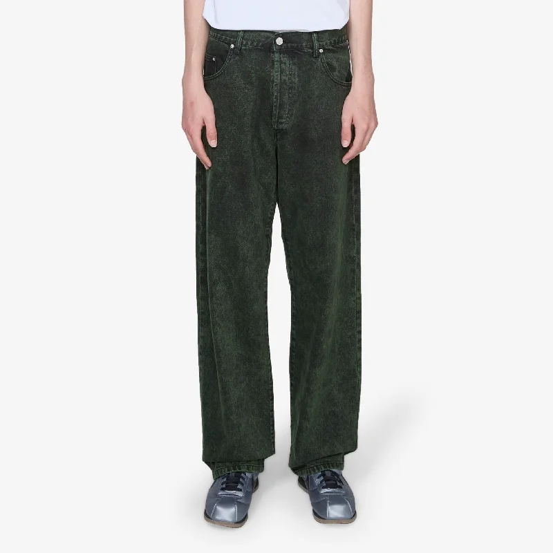 Checkered pants Acid Wash Batten Jean Forest Green