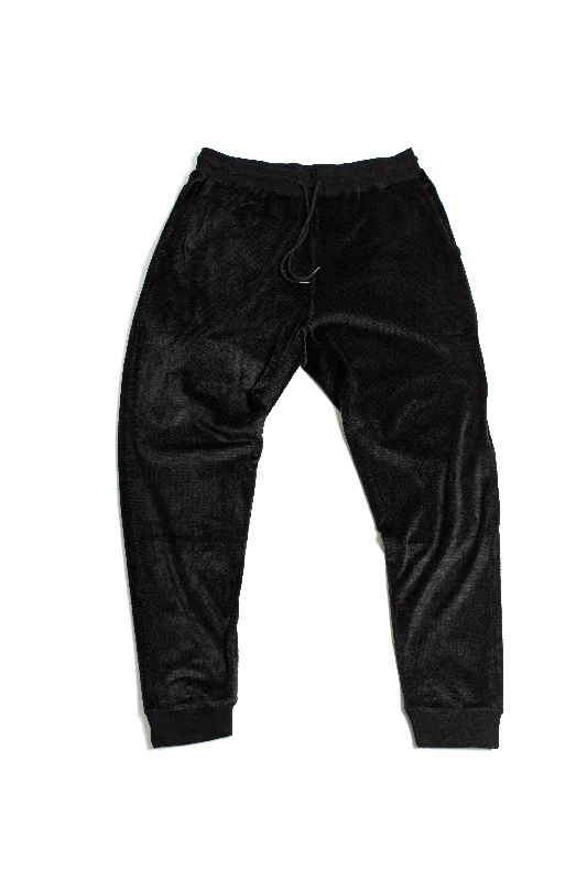 Leather pants Chainlink Brushed Poly/Spandex Velour Black Jogger