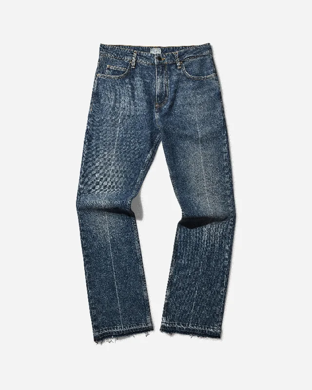 Performance leggings Men's Washed Denim Pants Coated Used Indigo