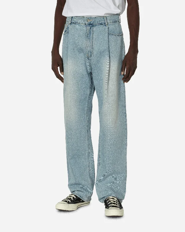 Work pants One Tuck Wide Denim Pants Light Blue