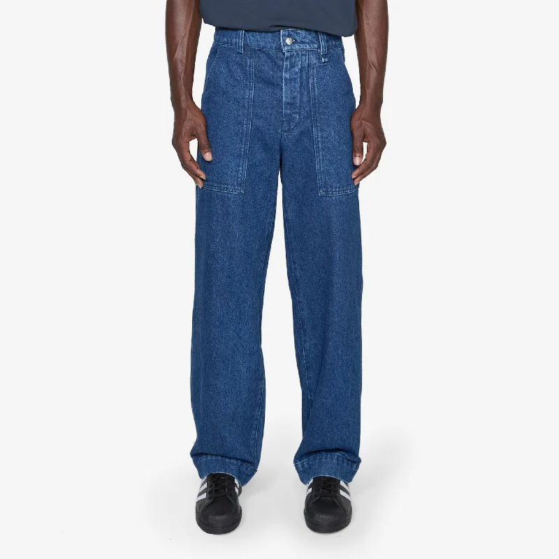 Woolen pants Workwear Pants Washed Indigo