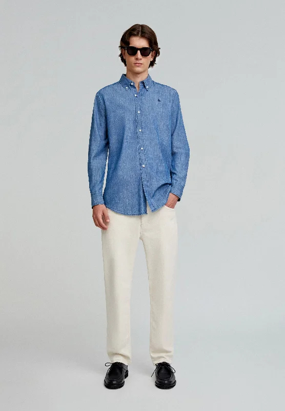 Sporty shirt BUTTON-DOWN COLLAR DENIM SKULL SHIRT