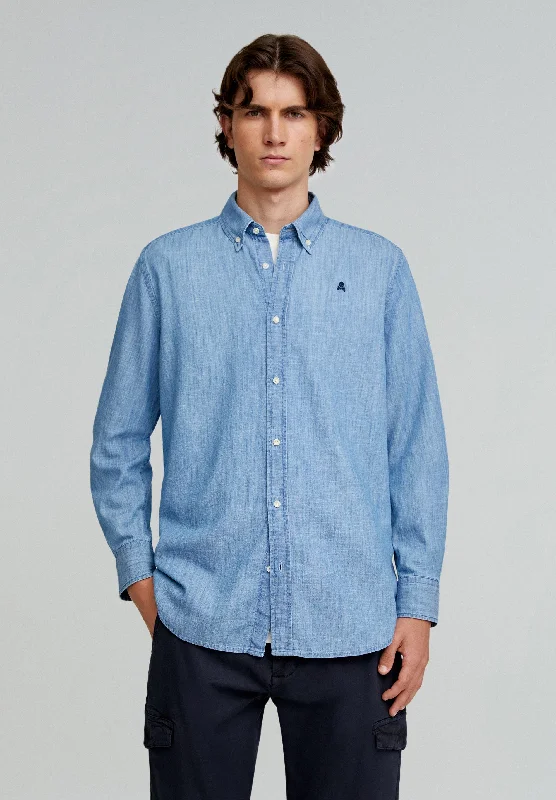 Plain shirt BUTTON-DOWN COLLAR DENIM SKULL SHIRT