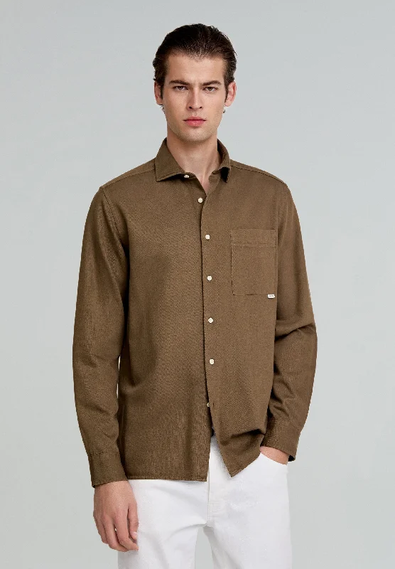 Plain shirt COTTON AND LINEN SHIRT WITH POCKET