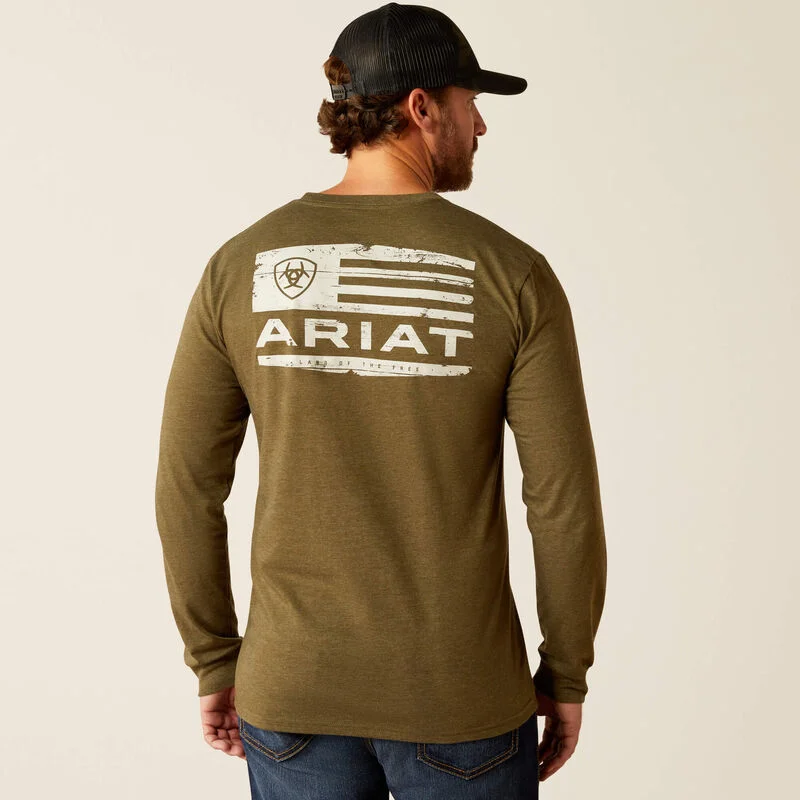 Sporty shirt Ariat Men's Boarded LOTF Hex Graphic L/S T-Shirt in Military Heather