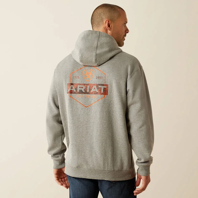 Modern shirt Ariat Men's Bold Hex Pullover Hoodie in Grey Heather