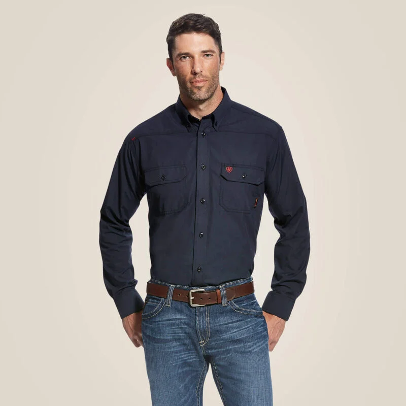 Off-shoulder shirt Ariat Men's FR Featherlight Button Down Work Shirt in Navy