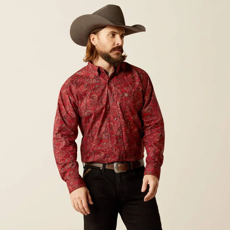 Retro shirt Ariat Men's Jaydon L/S Classic Fit Western Button Down Shirt in Red Paisley