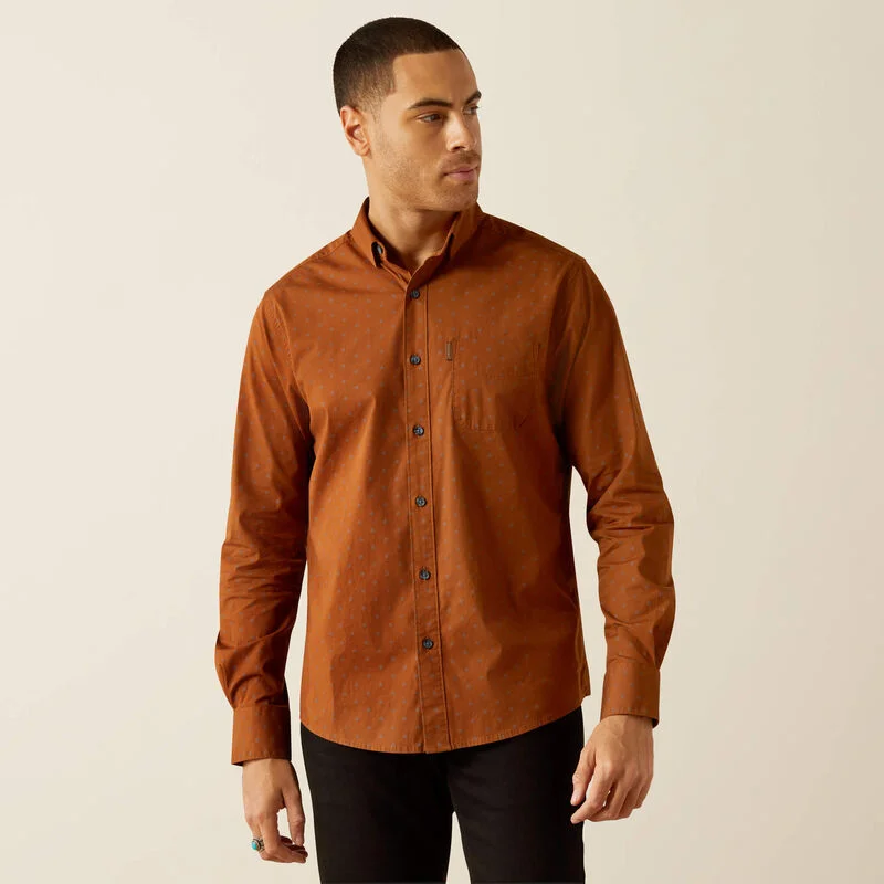 Wrap shirt Ariat Men's Mickey L/S Modern Fit Western Button Down Shirt in Brown Aztec Diamond