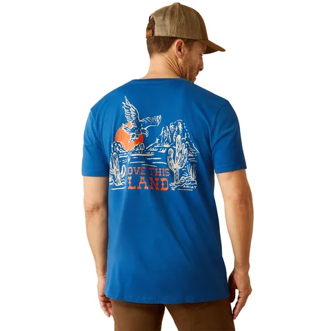 Crew-neck shirt Ariat Men's Mo Ab Eagle Graphic T-Shirt in Royal Blue