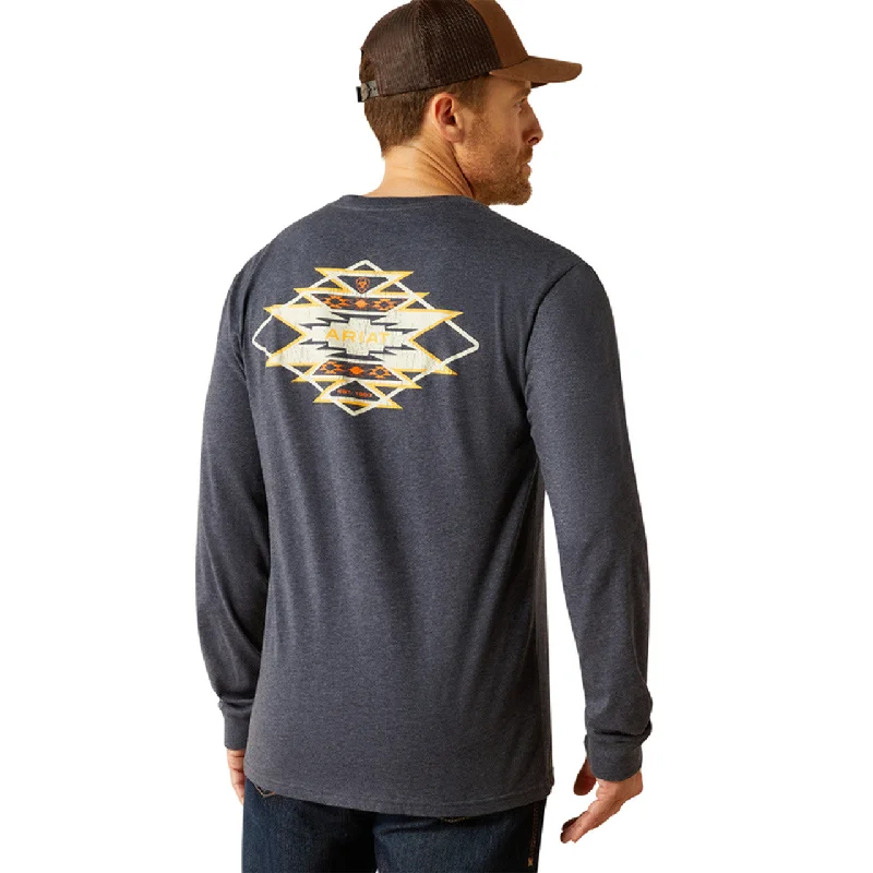 Jacquard shirt Ariat Men's Saltillo Lockup Graphic L/S T-Shirt in Navy Heather