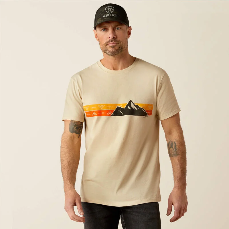 Custom shirt Ariat Men's Southwest Mountain Stripe Graphic T-Shirt in Natural