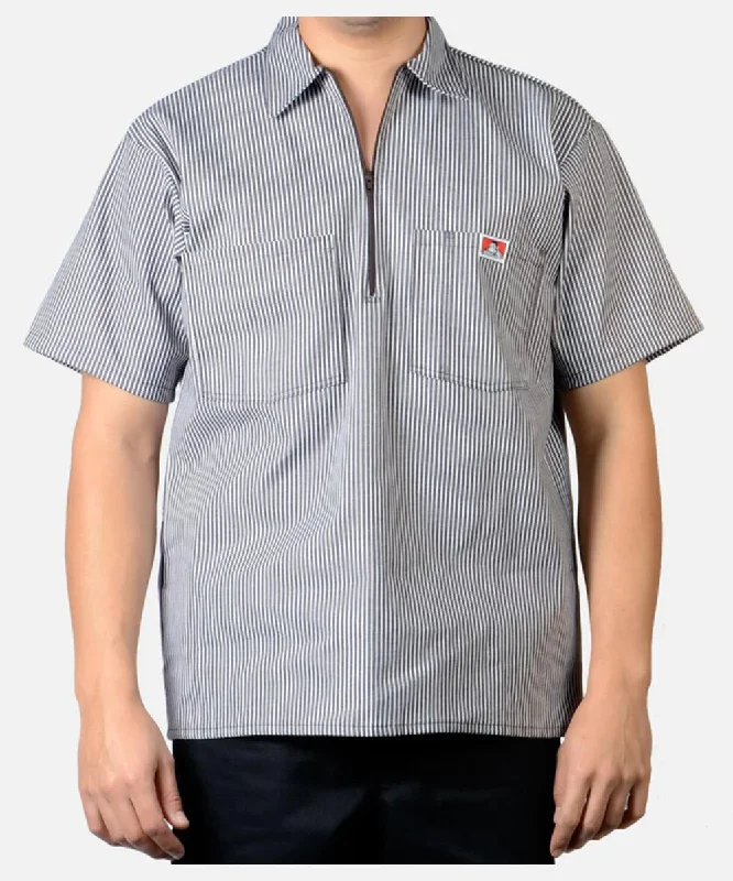 Button-front shirt Ben Davis Short Sleeve Half-Zip Work Shirt - Brown Stripe