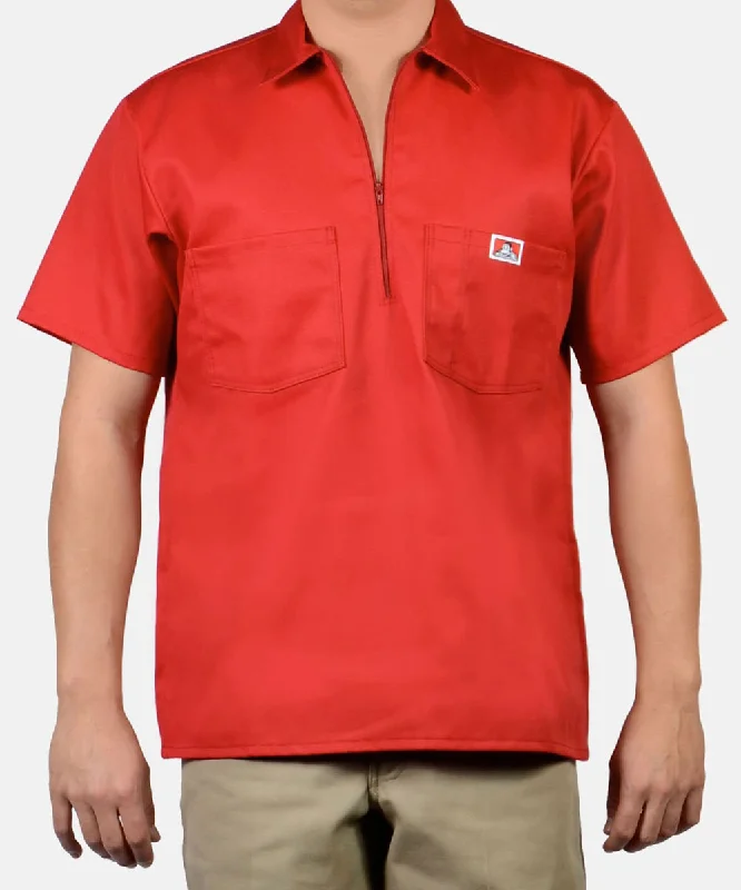 Basic shirt Ben Davis Short Sleeve Half-Zip Work Shirt - Red