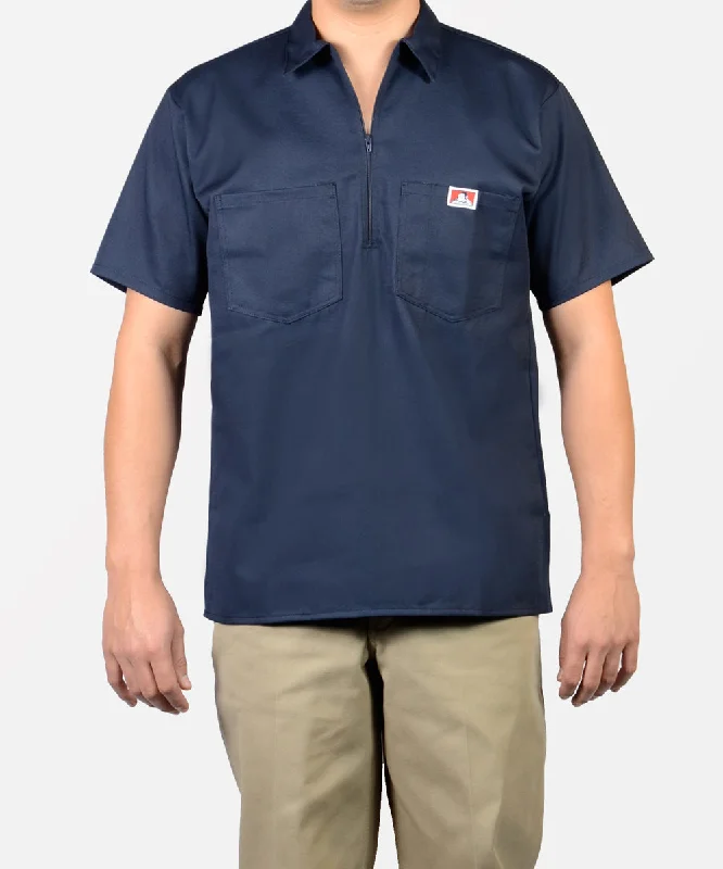 Basic button-up  Ben Davis Short Sleeve Half-Zip Work Shirt - Navy