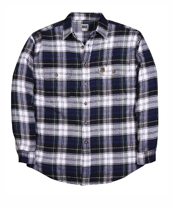 Color-block shirt Big Bill Men’s Premium Flannel Work Shirt - Green, White Blue Plaid