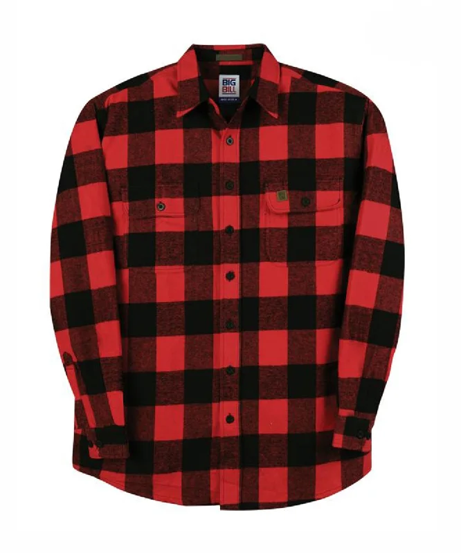 Satin shirt Big Bill Men’s Premium Flannel Work Shirt - Red and Black Plaid