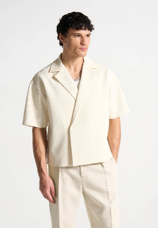 Relaxed fit shirt Boxy Twill Double Breasted Shirt - Cream