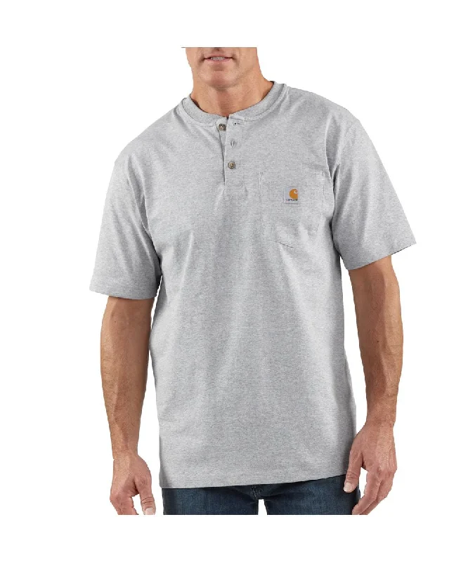 Relaxed fit shirt Carhartt Short Sleeve Henley T-Shirt - Heather Gray