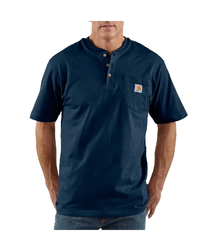 Plain shirt Carhartt Short Sleeve Henley T-Shirt - Navy