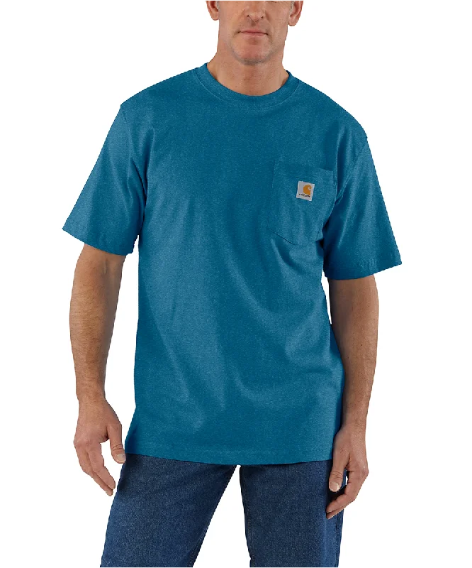 Pique shirt Carhartt K87 Workwear Pocket T-Shirt - Deep Lagoon Heather