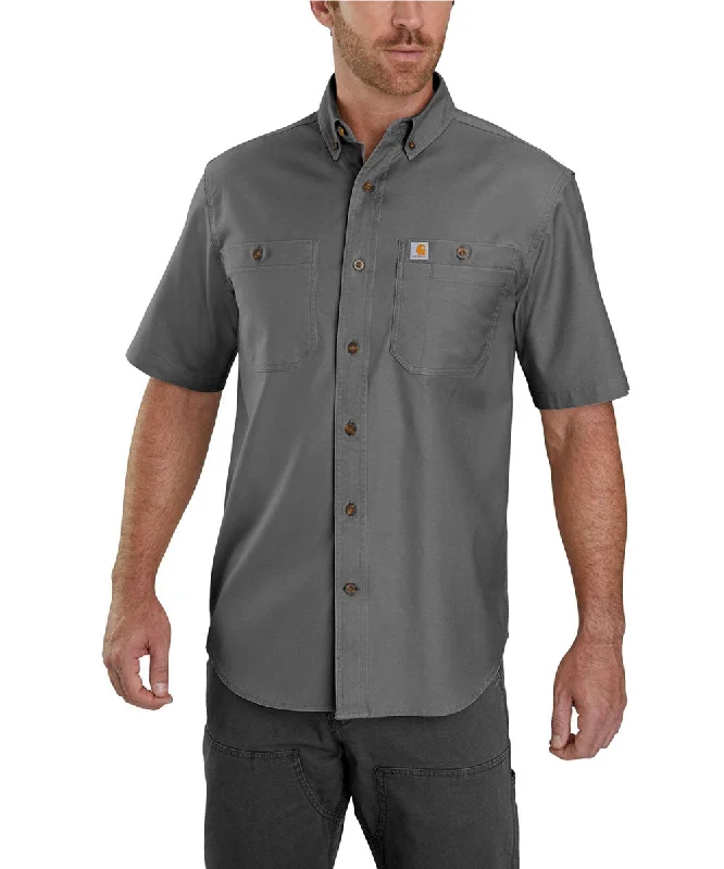 Loose fit shirt Carhartt Rugged Flex Rigby Short Sleeve Work Shirt - Gravel