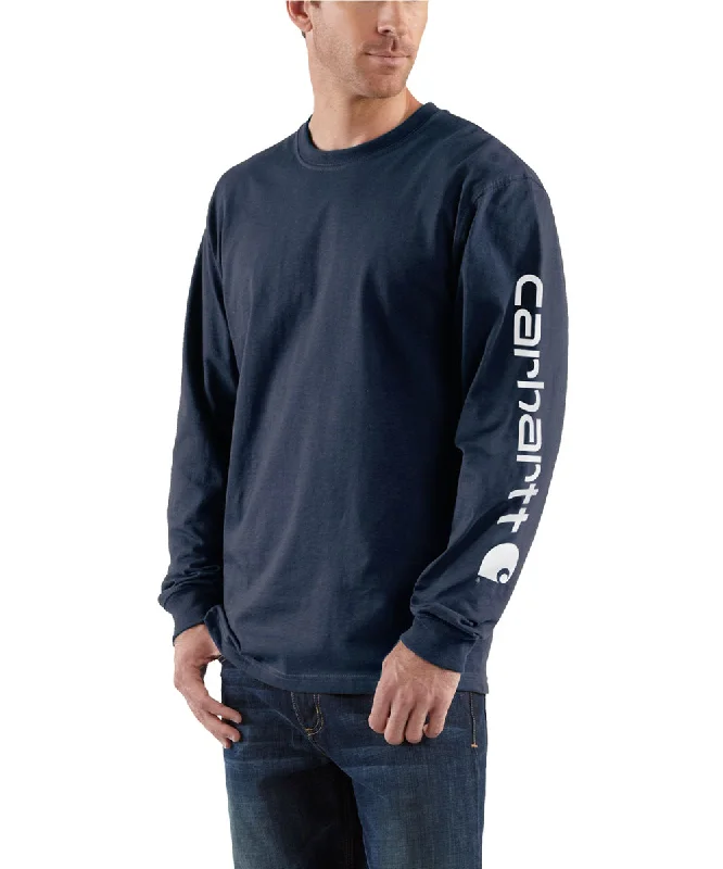 Hip-hop shirt Carhartt Signature Sleeve Logo Long-Sleeve T-Shirt - Navy