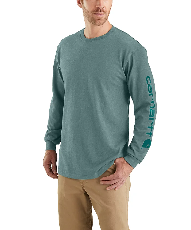 Relaxed fit shirt Carhartt Signature Sleeve Logo Long-Sleeve T-Shirt - Sea Pine Heather