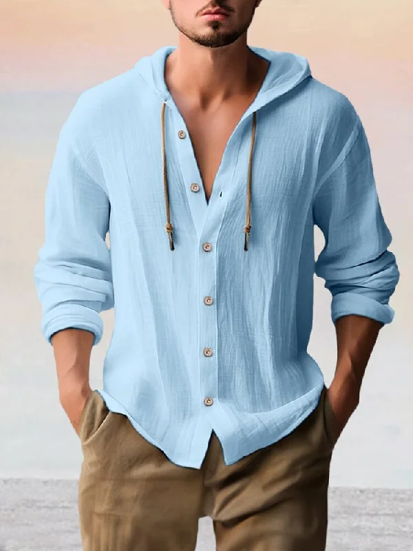 Designer shirt Casual Cotton Linen Hooded Top