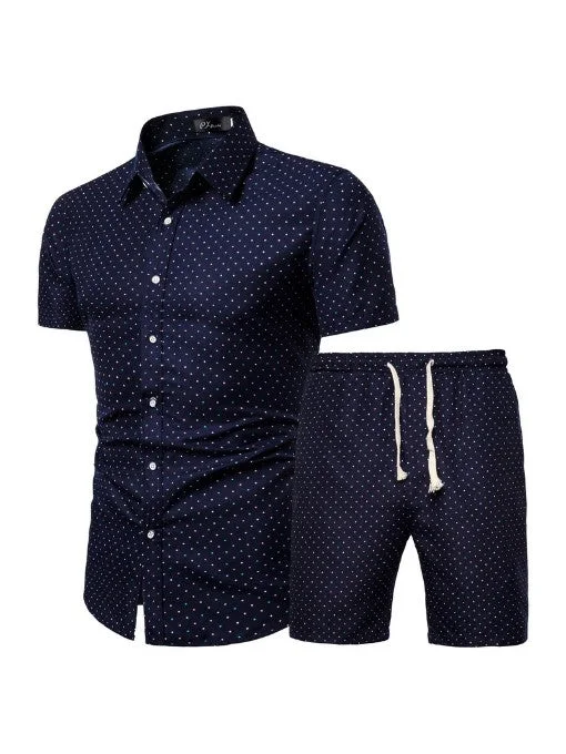 Stretch-fit shirt Chinese Style Printed Shirt Men Activewear Sets