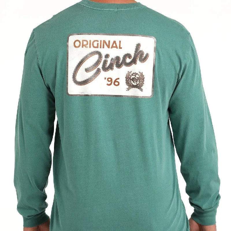 Jacquard shirt Cinch Men's "Cinch Original" L/S Graphic Logo T-Shirt in Green