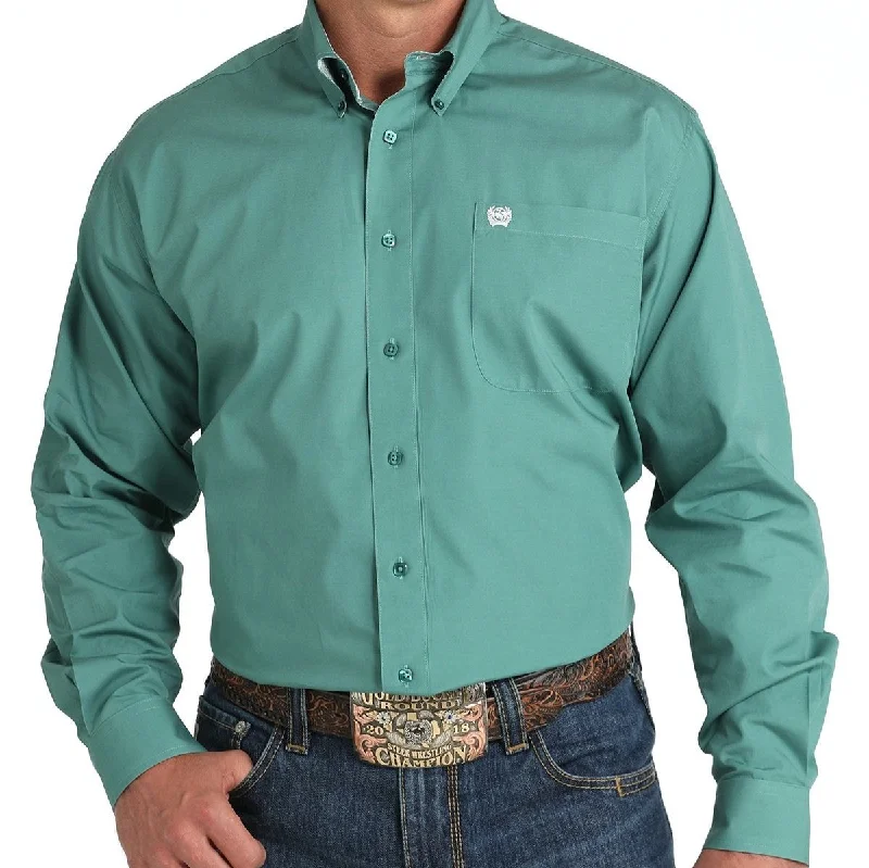 Tartan shirt Cinch Men's L/S Classic Fit Solid Western Button Down Shirt in Green