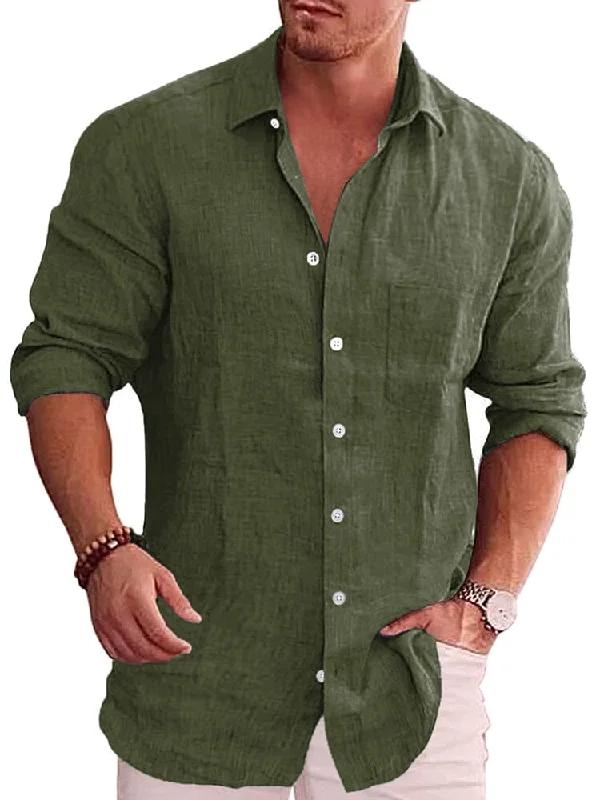 Gothic shirt Classic Casual Button Down Cotton Linen Shirt (Us Only)