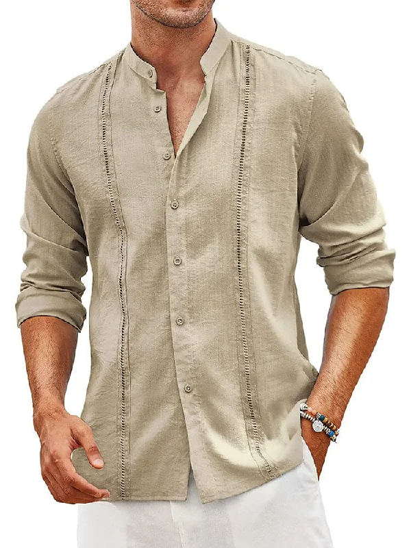 Stretch shirt Embroidered Guayabera Linen Shirt (US Only)