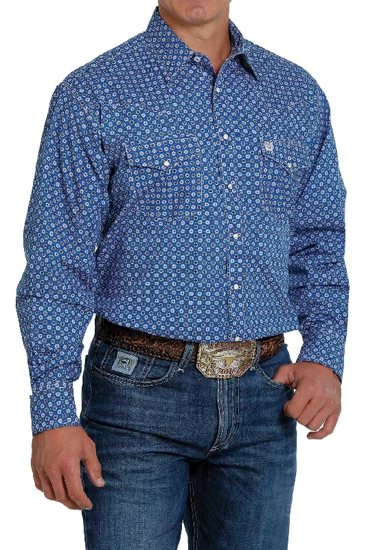 Pique shirt Cinch Men's Blue Geo Print Button Long Sleeve Western Shirt MTW1682039