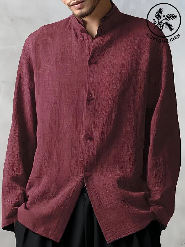 Gothic shirt Cotton Linen Loose Fit Long Sleeve Shirt