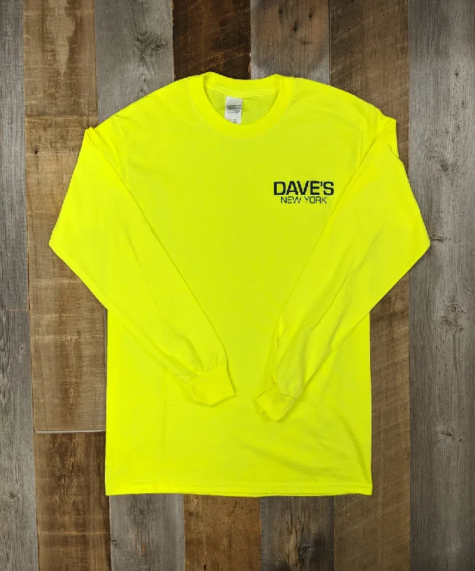 Patchwork shirt Dave’s New York Work Logo Long Sleeve T-Shirt - Bright Lime