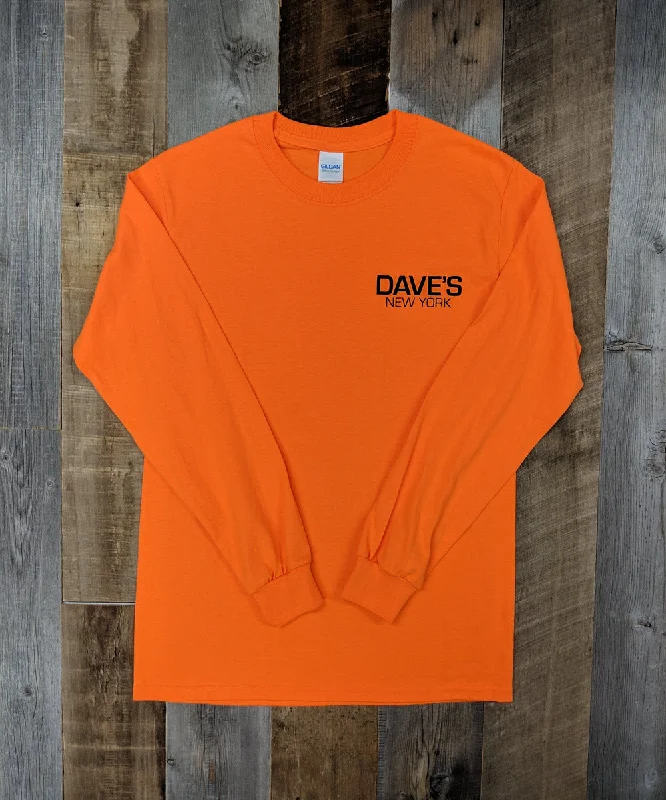 Crew shirt Dave’s New York Work Logo Long Sleeve T-Shirt - Bright Orange