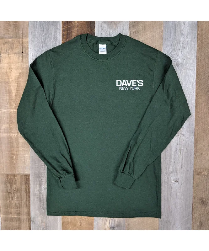 Faded shirt Dave’s New York Work Logo Long Sleeve T-Shirt - Forest Green