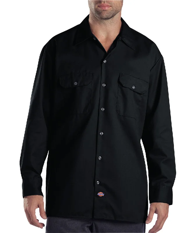 Custom shirt Dickies Long Sleeve Work Shirt - Black