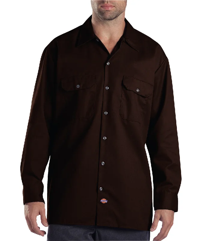 Off-shoulder shirt Dickies Long Sleeve Work Shirt - Dark Brown