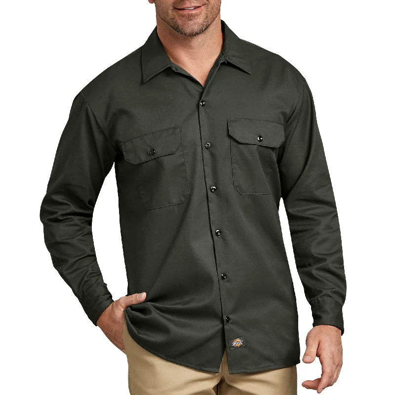 Sporty shirt Dickies Long Sleeve Work Shirt - Olive Green