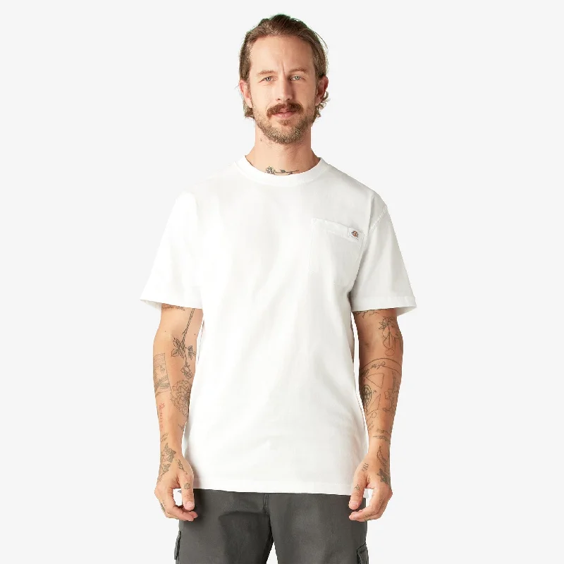 Button-front shirt Dickies Men's Heavyweight Short Sleeve Pocket T-Shirt_White