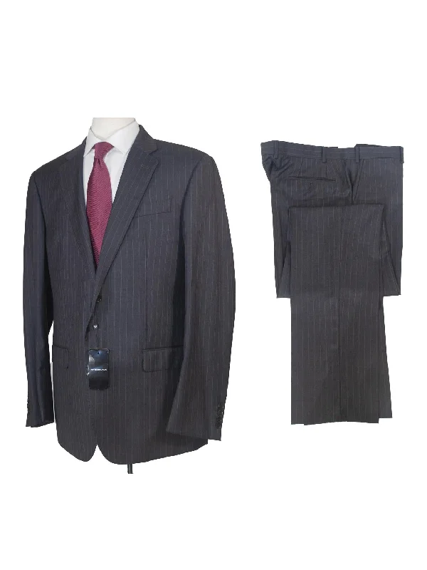 Formal Emporio Armani G Line 44L Mens Charcoal Striped 100% Wool Slim Fit 2 Piece Suit