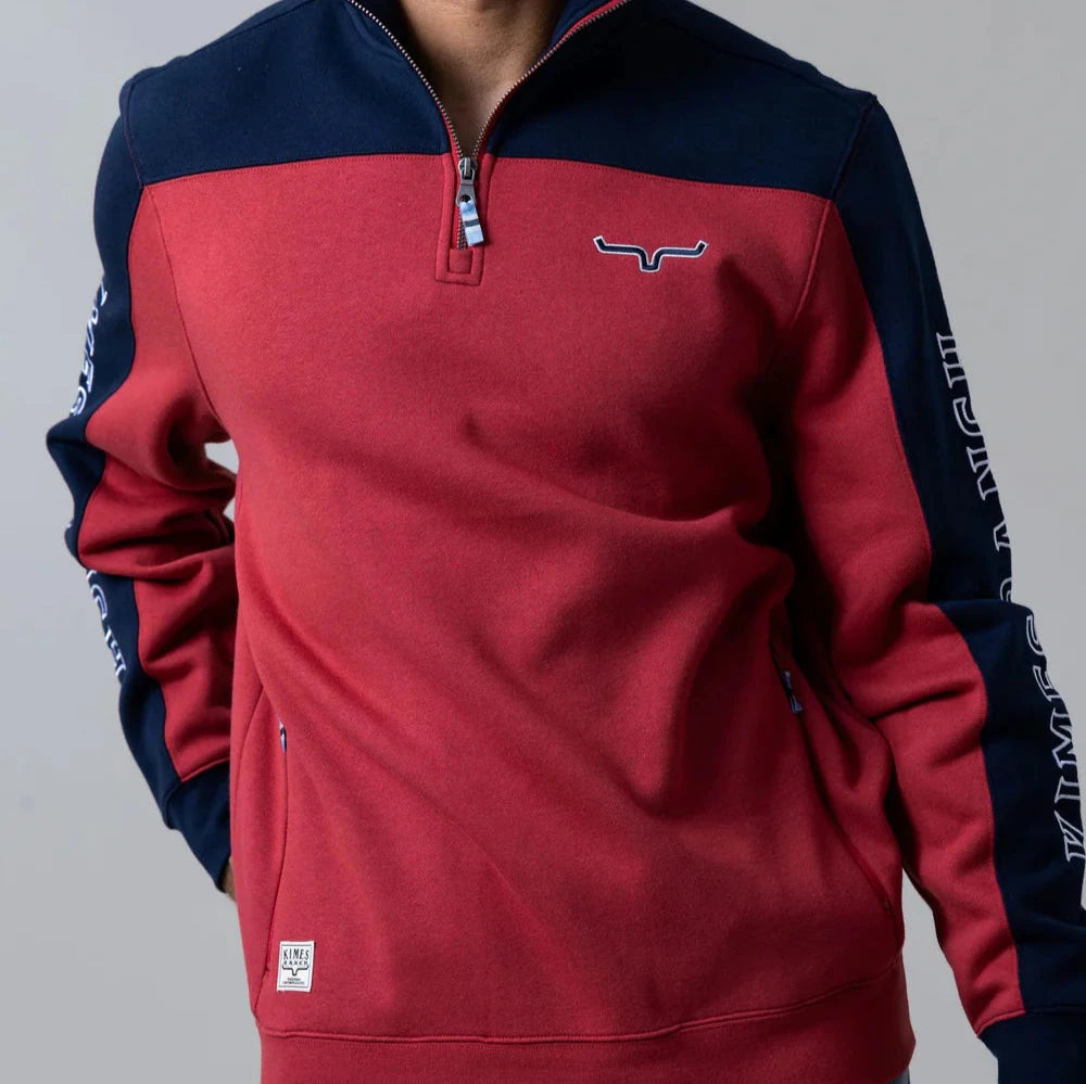 Modern shirt Kimes Ranch Men's Competitor Quarter Zip Sweatshirt in Red