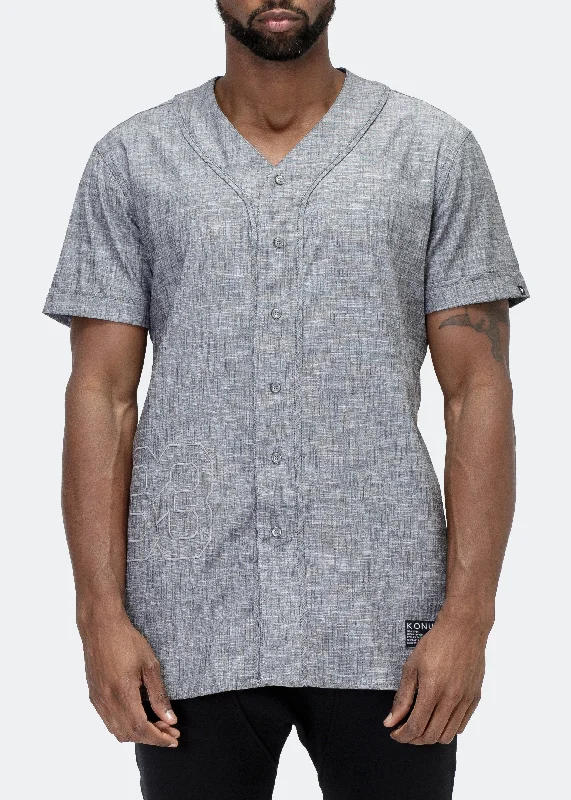 Modern shirt Konus Men's Short Sleeve Baseball Shirt In Charcoal