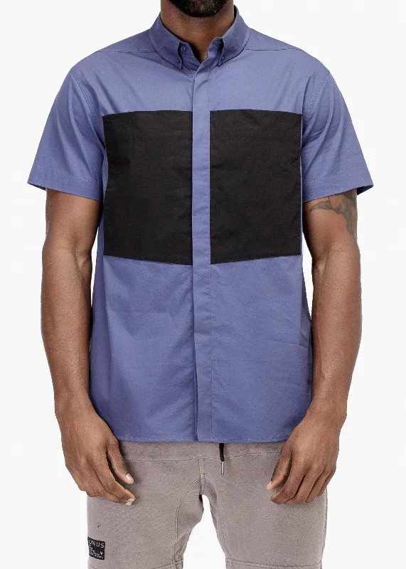 Boyfriend shirt Konus Men's Short Sleeve Button Up in Cobalt