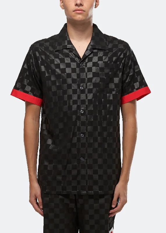 Retro shirt Konus Men's Tonal Checker Printed Shirt in Black