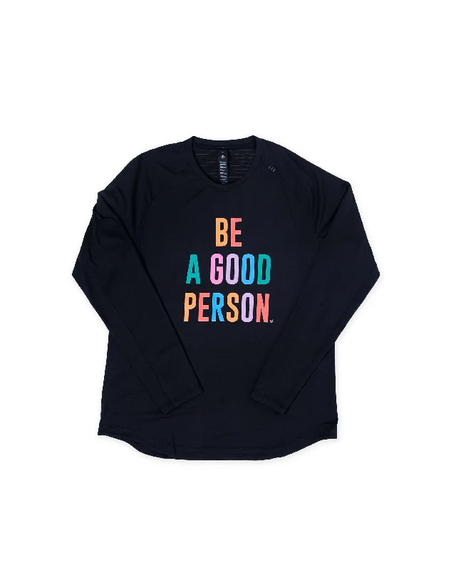 Boyfriend shirt License to Train Long-Sleeve Shirt - Black - lululemon // BE A GOOD PERSON *Pre-Order*